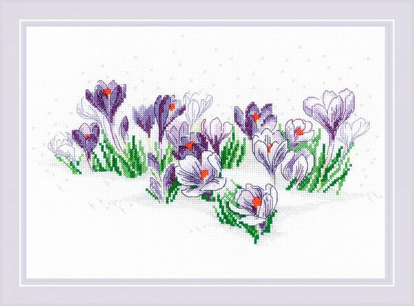 Набор для вышивания нитками Риолис, Крокусы под снегом, 30х21 см