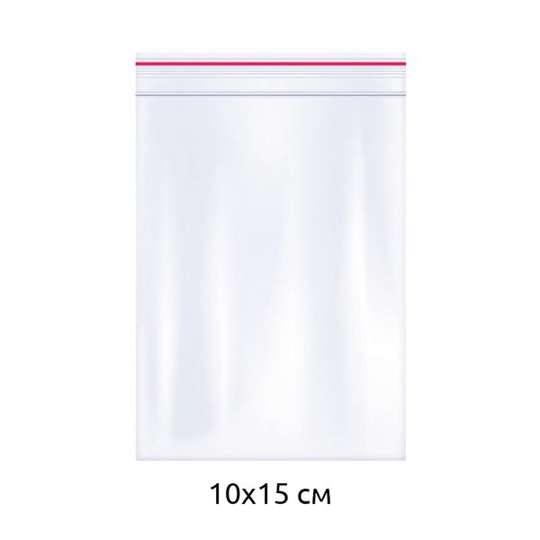Пакет упаковочный полиэтиленовый с замком zip lock (зип лок) 65 мкм 10х15см, 100 шт