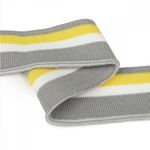 Подвяз (довяз) трикотажный серый с белой и желтой полосами, 3,5х80см, уп. 5 шт