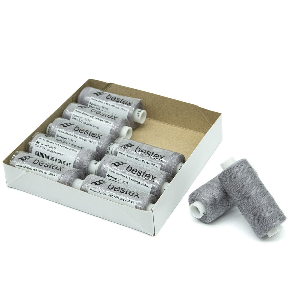 Нитки швейные бытовые Bestex 40/2, 365 м (400 ярд) / 10 кат., 393 пепельно-фиолетовый