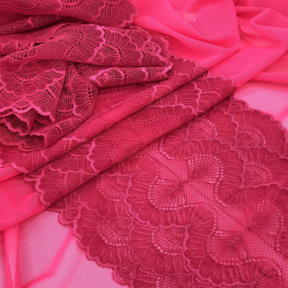 Кружево эластичное (стрейч) 195 мм, TBY.8034, S261 лесная ягода, 10м, Kruzhevo