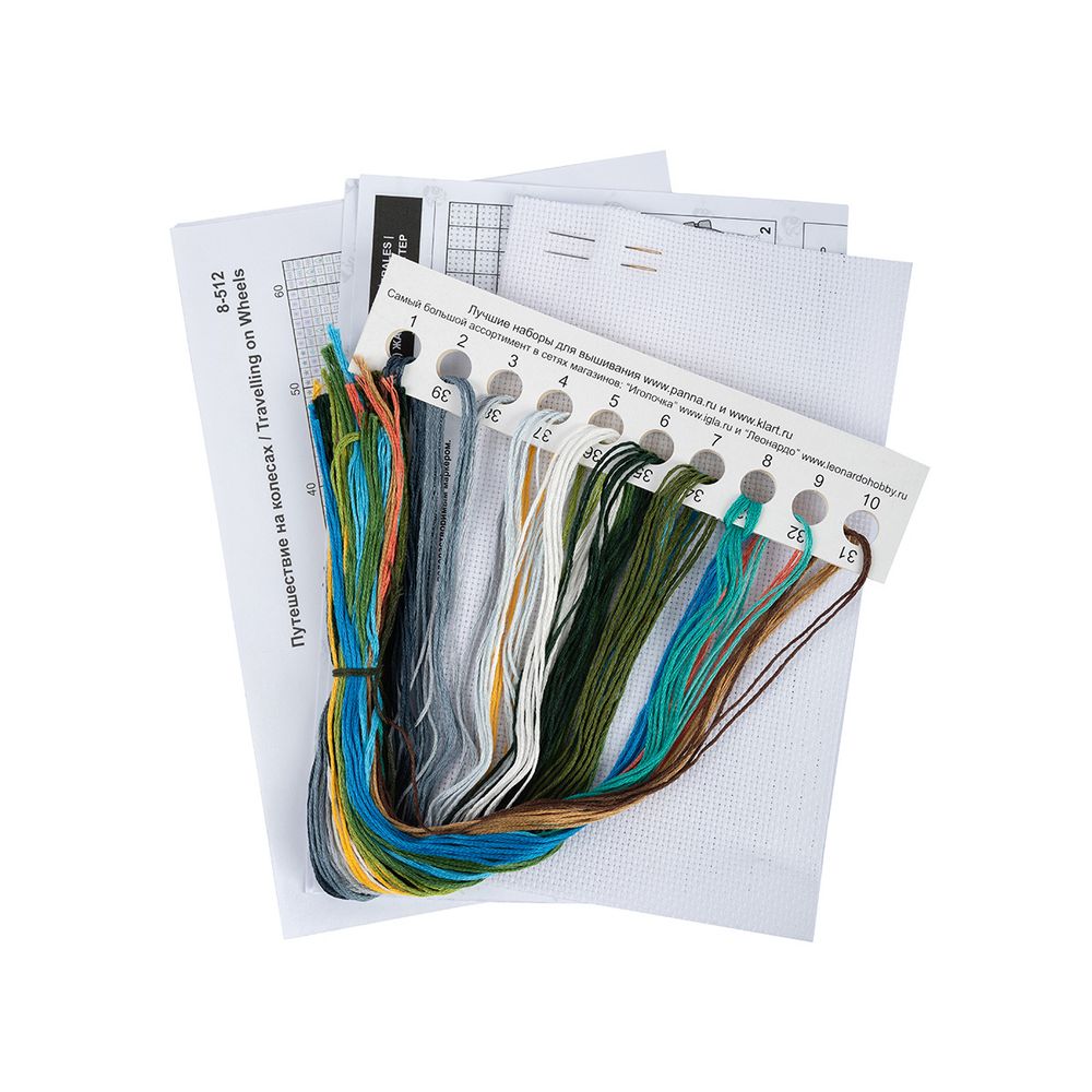 Набор для вышивания нитками Klart, Путешествие на колесах, 10х10 см