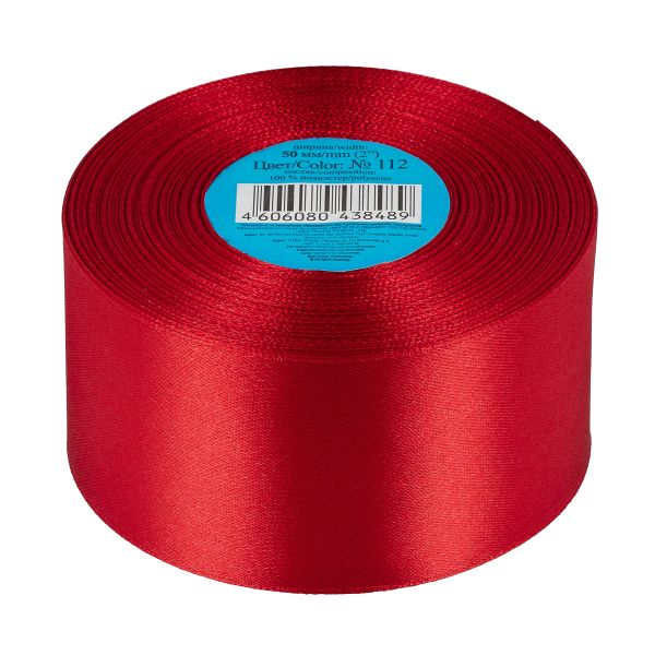 Лента атласная 1-сторонняя 50.0 мм / 33±2 метра, 112 т.красный, Gamma