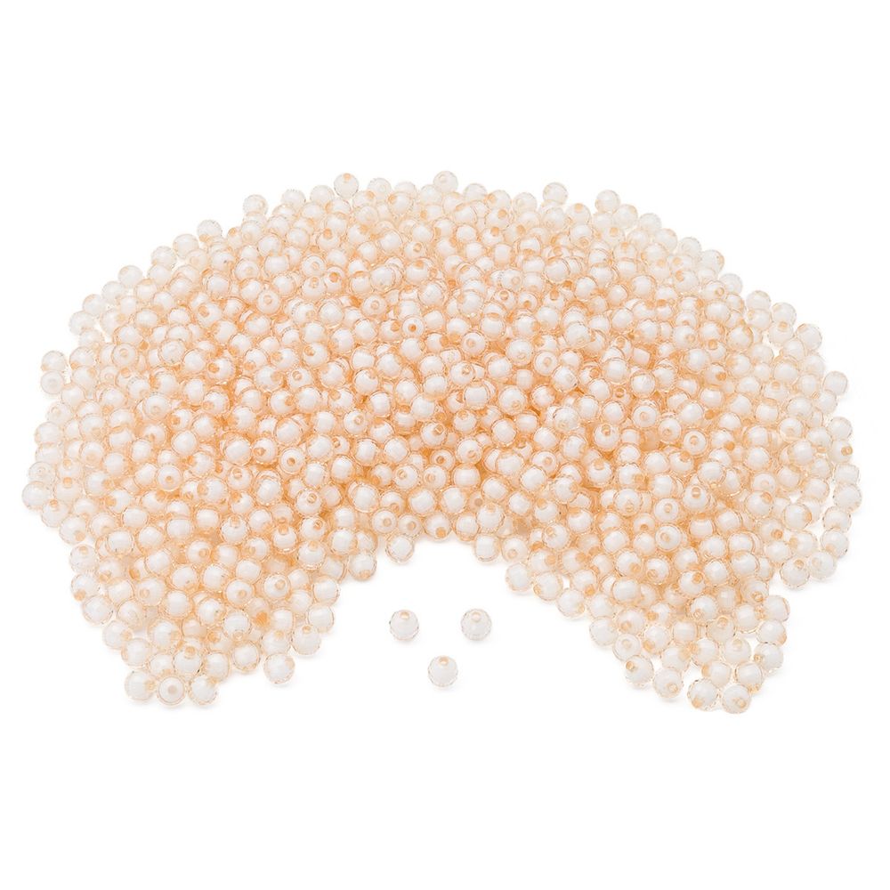 Бусины акрил ⌀10 мм, 500 г, цвет. с белой сердц., круглые часто гран., 35 бежевый, Astra&Craft LY-163