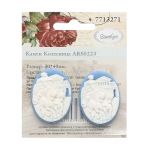 Камеи "Колесница", полимер, бело-голубой, 3х4х0,5 см, упак., 2 шт, Vintage Line