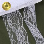 Кружево отделочное в стиле "трикотаж" 70 мм, диз. 285, цв.01 белый, уп. 27,4 м