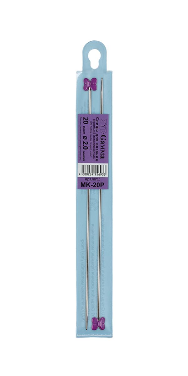 Спицы прямые металл ⌀2.0 мм, 20 см, никель, Gamma MK-20P