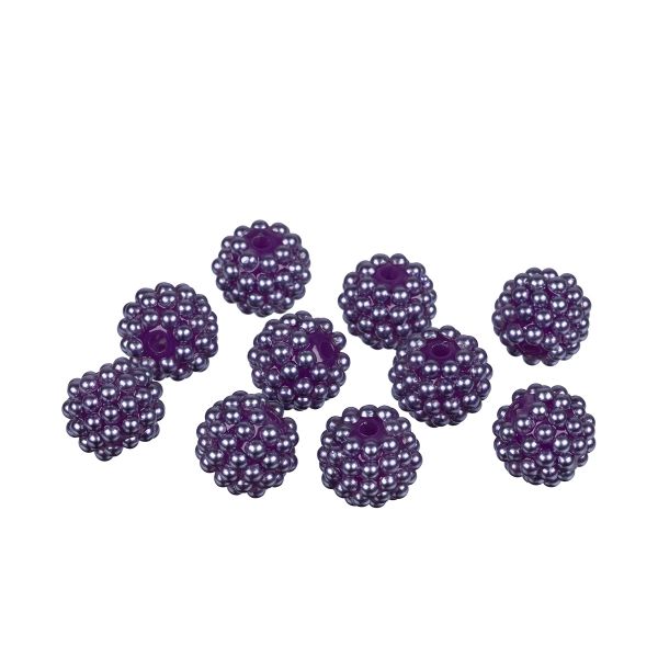 Бусины пластик ⌀14 мм, 10 шт, №14 т.сиреневый, Zlatka BWS-14