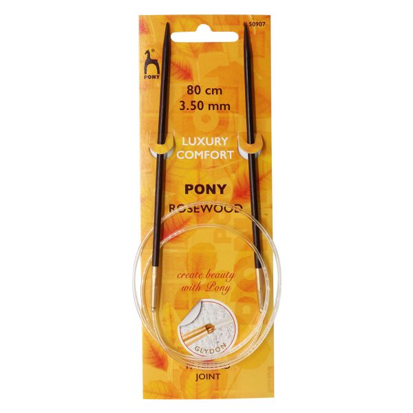 Спицы круговые Pony Rosewood ⌀3.5 мм, 80 см, розовое дерево, 50907