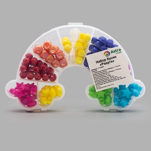 Набор бусин с эластичным шнуром Радуга, Astra&Craft, 5024149