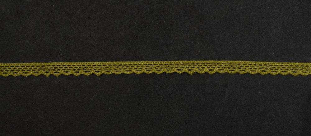 Кружево вязаное (тесьма) 8 мм, цв.болотный, Alfa, 25 метров, AF-024-089