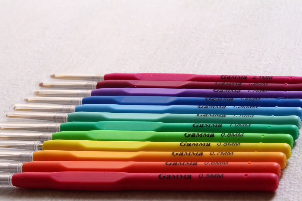 Крючок для вязания с прорезиненной ручкой сталь ⌀2.1 мм, 13 см, Gamma RCH