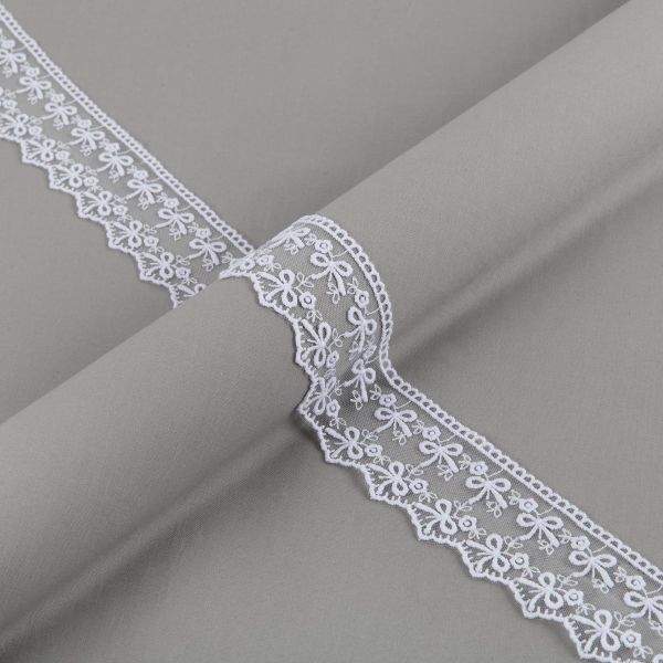 Кружево на сетке 50 мм / 10 м, белый, Gamma GKM-5001M, Gamma GKM-5001M