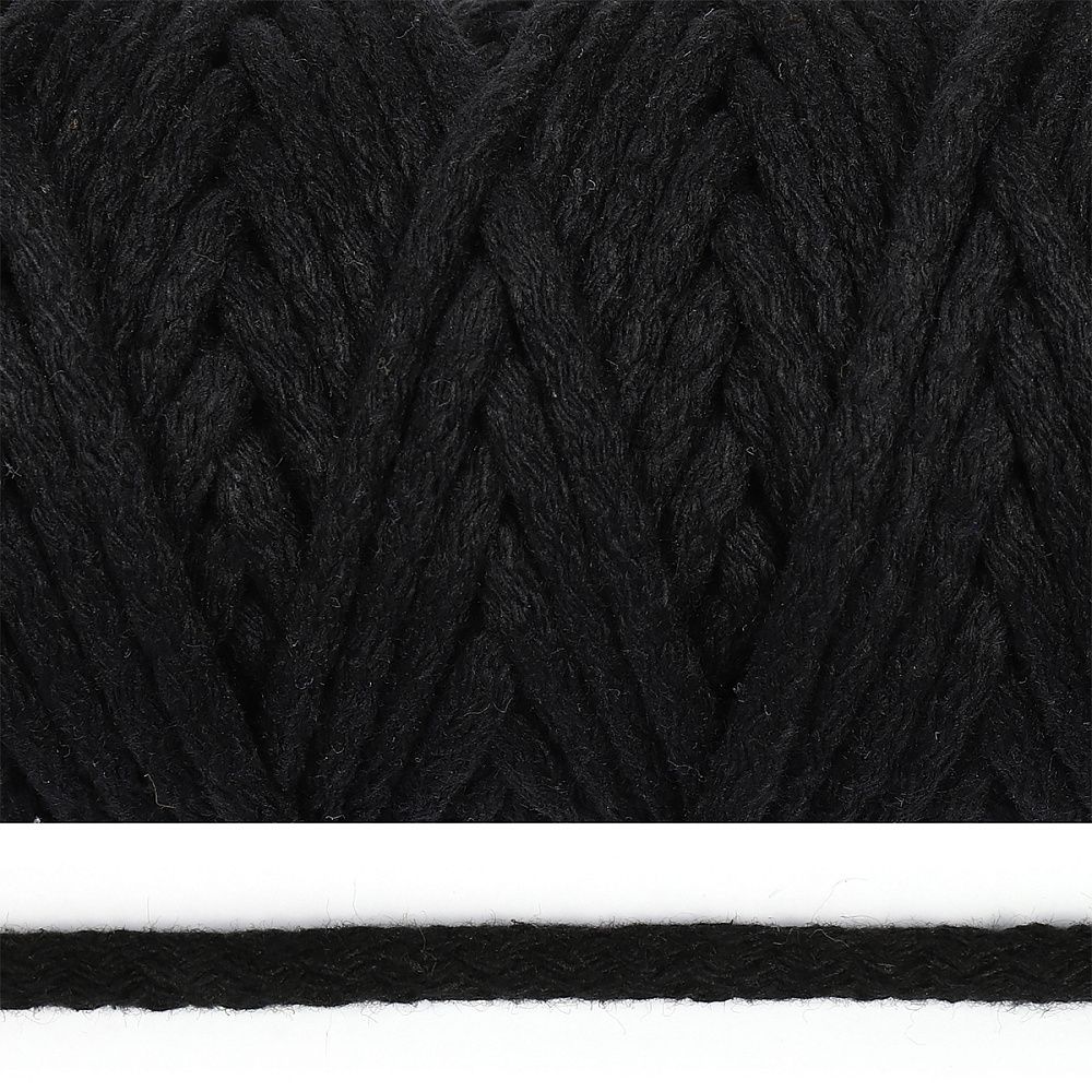 Шнур круглый х/б ⌀5.0 мм / 50 метров, черный