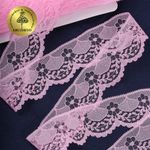 Кружево отделочное в стиле "трикотаж" 40 мм, диз. 278, цв.07 розовый, уп. 27,4 м