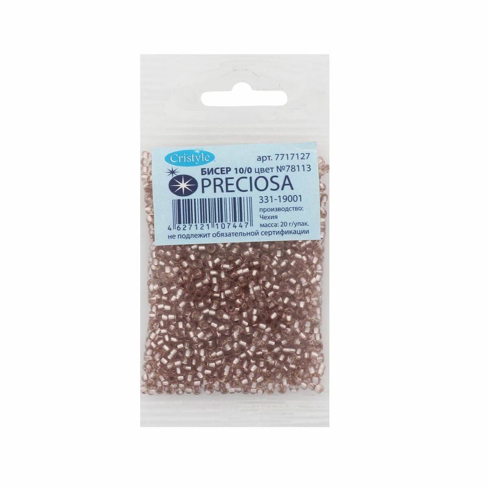 Бисер Preciosa прозрачный solgel с серебр. центром 10/0, круг.отв, 20гр, уп.5 шт /TOS/