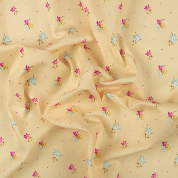 Ткань для пэчворка Peppy Весенний этюд, рулон 112 см / 5 метров, ВЭ-16 желтый, Peppy