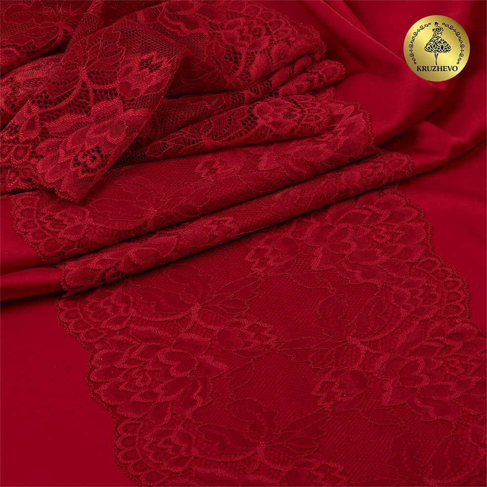 Кружево бельевое эластичное 180 мм / 3 метра, TBY.L838, цв.101 темно-красный