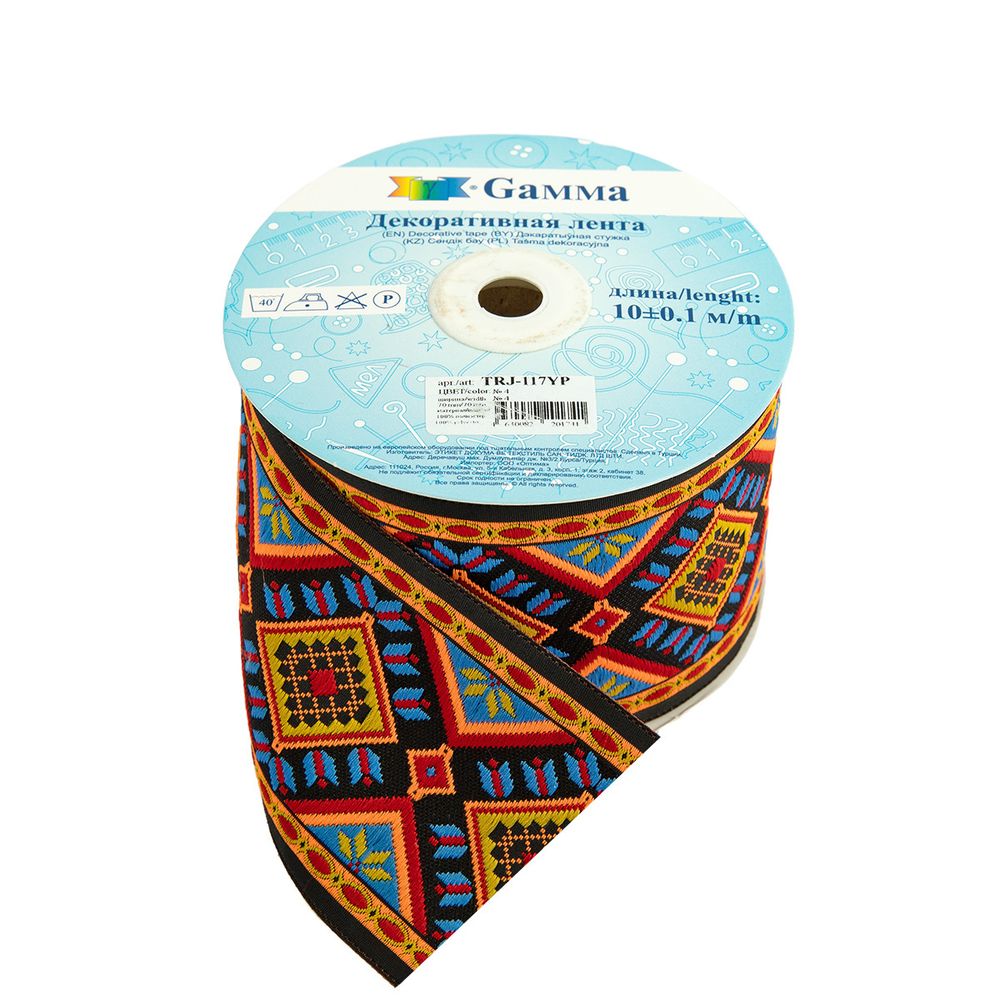 Лента (тесьма) жаккардовая 70.0 мм / 10±0.5 метров, 4, Gamma TRJ-117YP