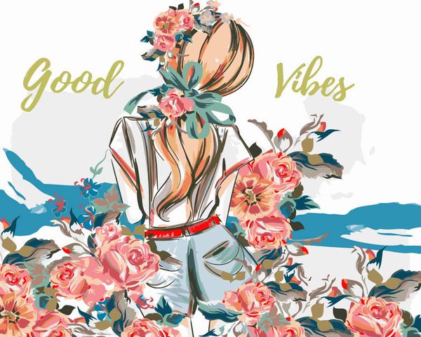 Холст для раскрашивания по номерам PNB/C1 №43, Ветер в волосах, 50х40 см