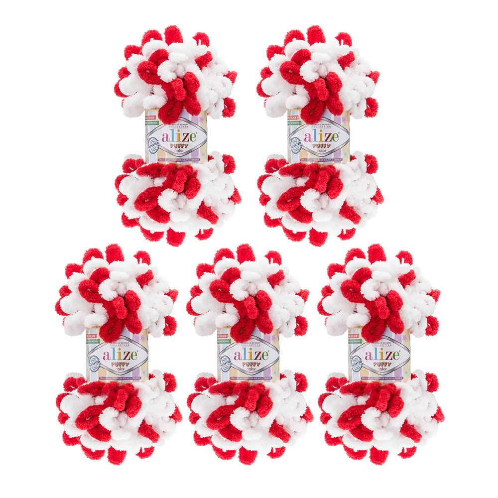Пряжа Alize (Ализе) Puffy Color / уп.5 мот. по 100 г, 9м, 6574 секционный