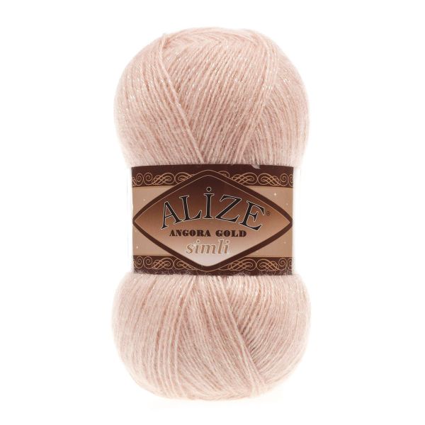 Пряжа Alize (Ализе) Angora Gold Simli / уп.5 мот. по 100 г, 500м, 404 шампань A