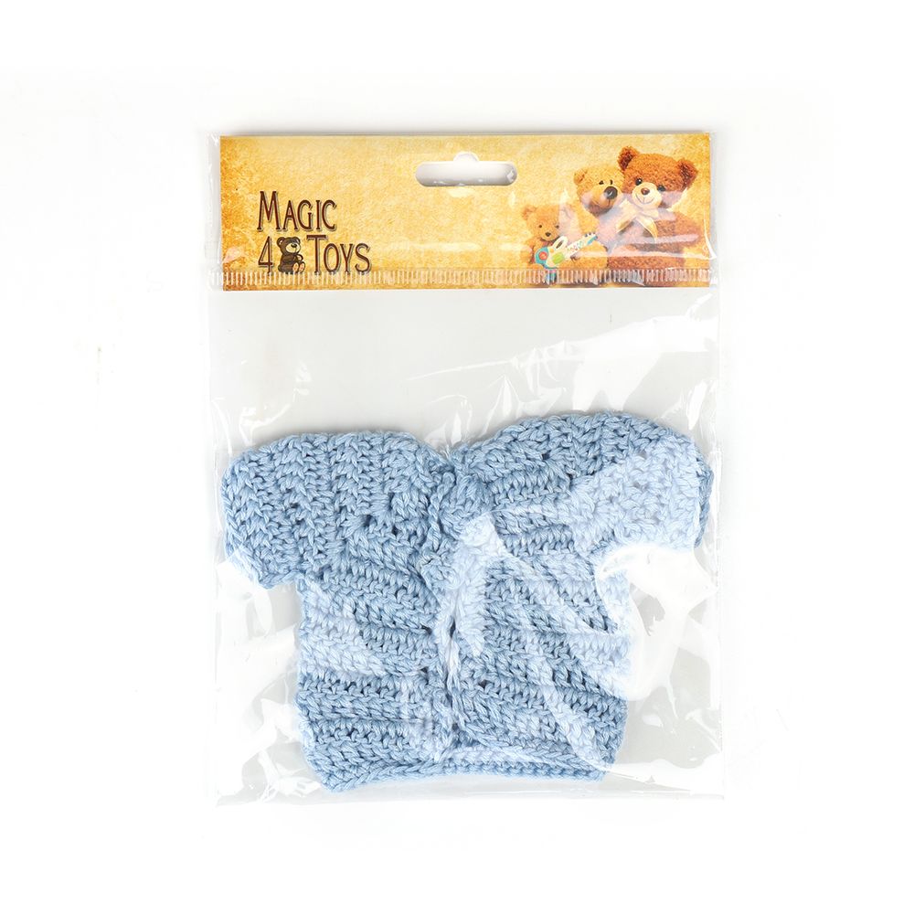 Кофта вязаная мини (ручная вязка), ширина 8см длина 9см рукав 5см цв.голубой