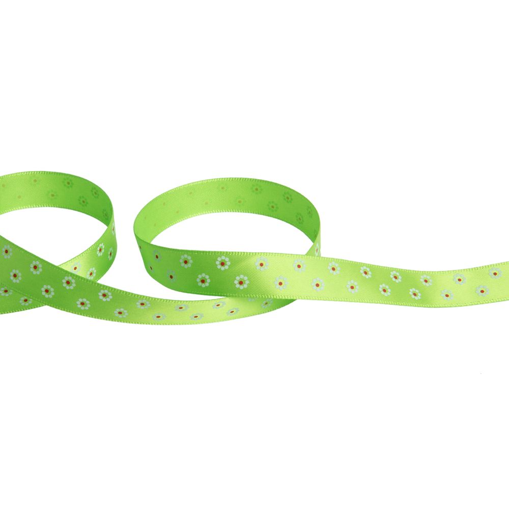 Лента атласная с рисунком 12.0 мм / 22.8 метров, F 1/147 цветы/салатовый, Gamma ALP-122