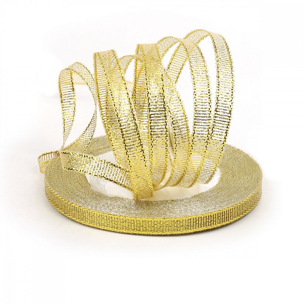 Лента металлизированная 6.0 мм / 22.85±1 метра, цв. золото, Magic4Hobby, упак. 5 шт