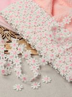 Кружево гипюр (плетёное) ромашка 15 мм / 13.71 метра, TBY.12243/1, цв.белый+розовый, Kruzhevo