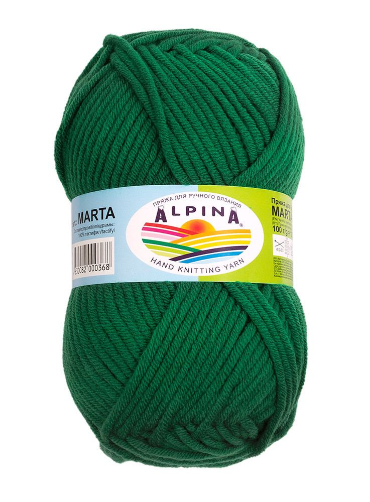 Пряжа Alpina Marta / уп.5 мот. по 100г, 120м, 007 зеленый