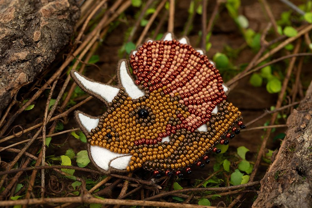 Набор для вышивания бисером Klart, Брошь. Трицератопс, 6х7 см