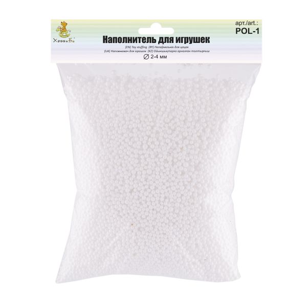Наполнитель для игрушек POL-1, ⌀2-4 мм, 30 г. пенополистироловый, HobbyBe POL-1