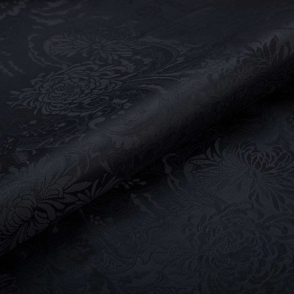 Ткань подкладочная (таффета) с рисунком 96 г/м², 100х145 см, 110 черный (растительный орнамент), Gamma JTR
