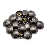 Часть кнопки 5/22 темное серебро мет. сфера с цветком, 20 шт