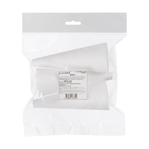 Заготовка из пенопласта Конус 6х6х15 см, 3 шт, Love2art DPZ-110