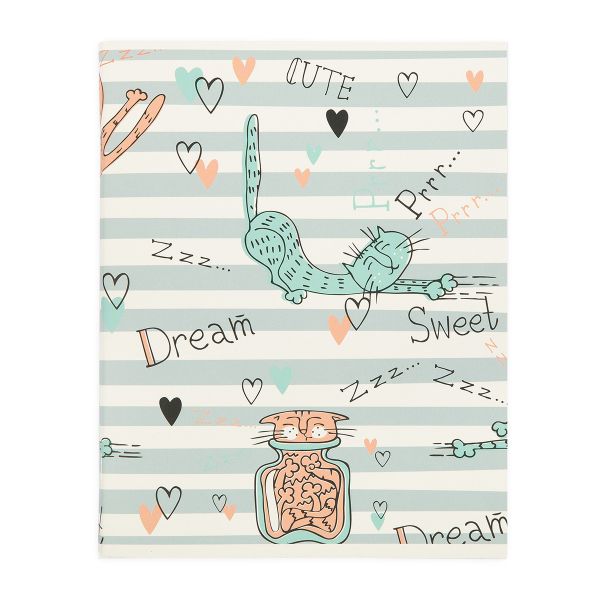 Тетрадь Забавные коты A5 96 л. на скобе 60 г/м², 6 шт, клетка, SVT 960321 04 Коты/серая полоска, Светоч