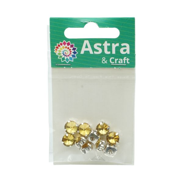 Хрустальные стразы в цапах круглой формы, желтый 8 мм, 10 шт. Astra&Craft, РЦ005НН8