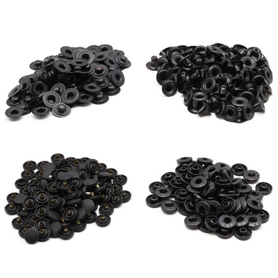 Кнопка Альфа (S-образная) ⌀15.0 мм, ≈720 шт, шляпка пластик + отв.части МЕТАЛЛ, 322 черн. + отв.части оксид, NEW STAR