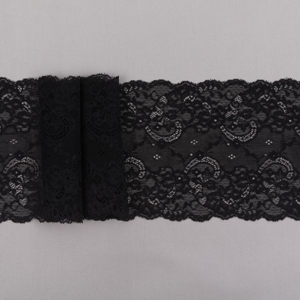 Кружево бельевое эластичное 160 мм / 3±0.2 метра, Турция, черный, Blitz
