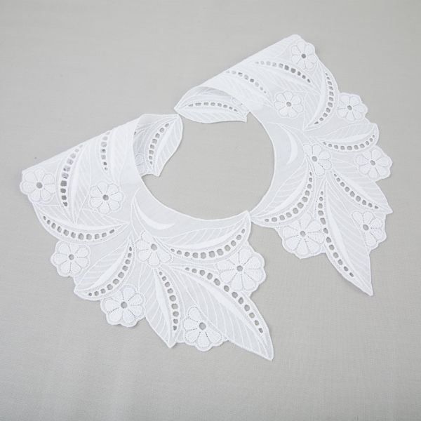 Пришивной кружевной воротник шитьё 120 мм, 5 пар Турция, белый, Gamma VYEM-28-01