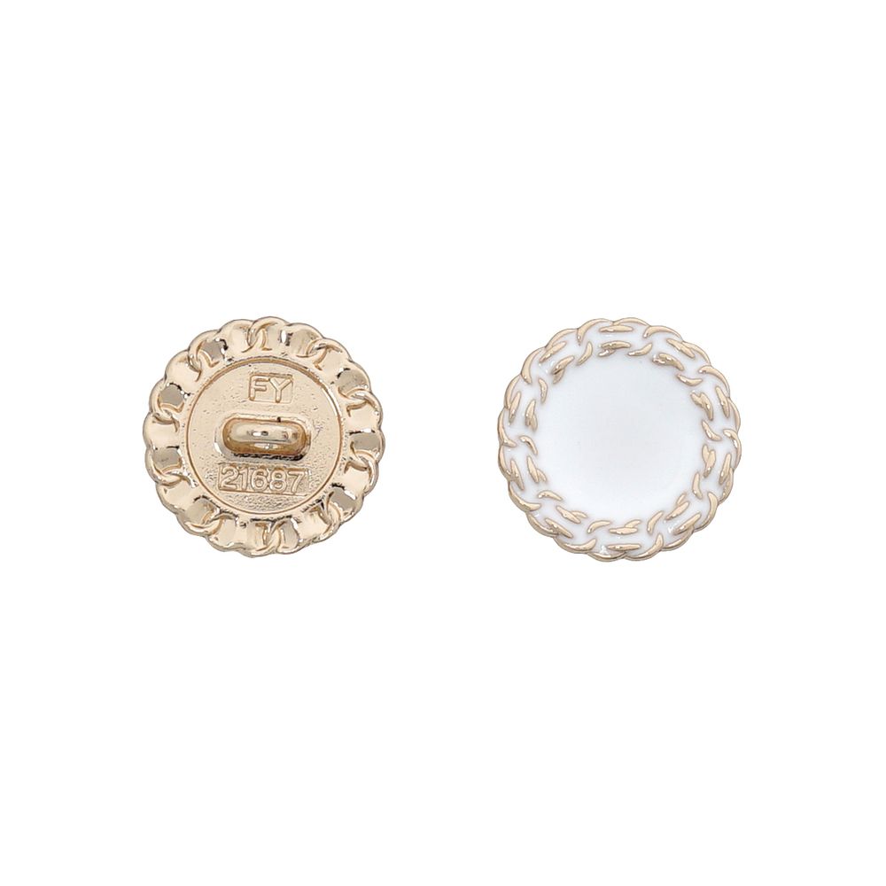 Пуговицы на ножке 24L=15 мм, металл, GD.White (золото-белый), 10 шт, MP05