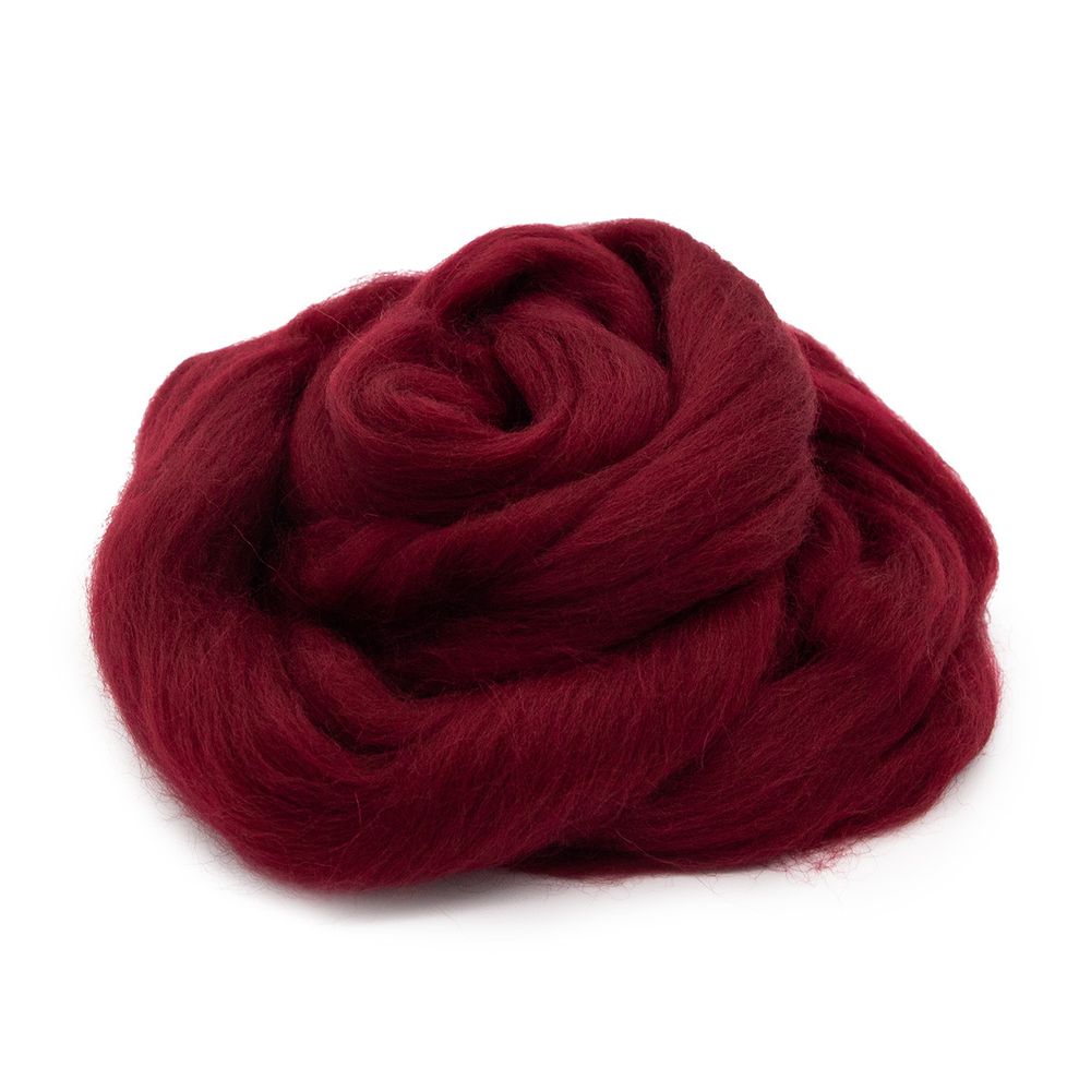 Лента для валяния полутонкая, 100% шерсть, 50гр Камтекс, цв.091 вишня