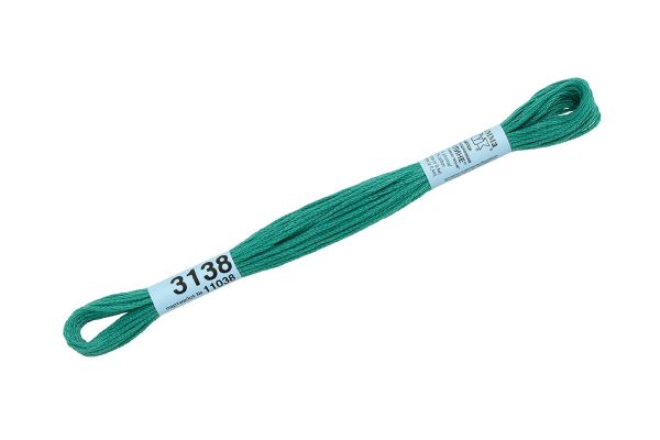 Мулине Gamma 100% хлопок, цв.3138 зеленый, 24 мотка по 8 метров