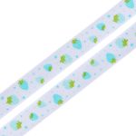 Лента репсовая (в рубчик) Землянички, 10 мм, 3м, голубой