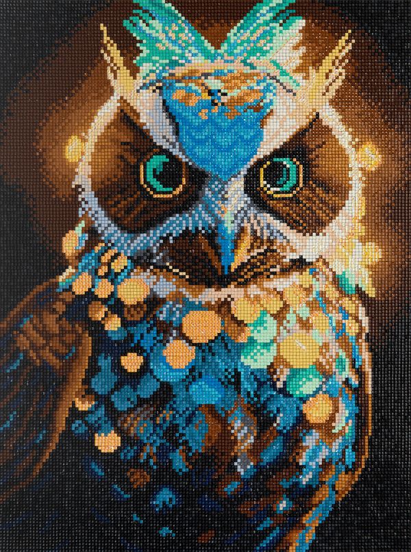 Алмазная (кристальная) мозаика Фрея, на подрамнике Волшебная сова, 30х40 см