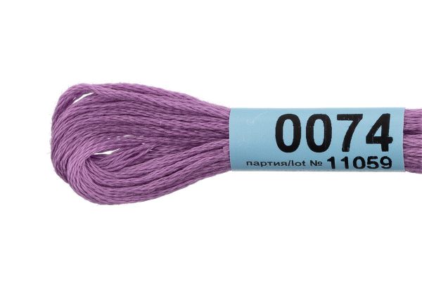 Мулине Gamma 100% хлопок, цв.0074 сиреневый, 24 мотка по 8 метров