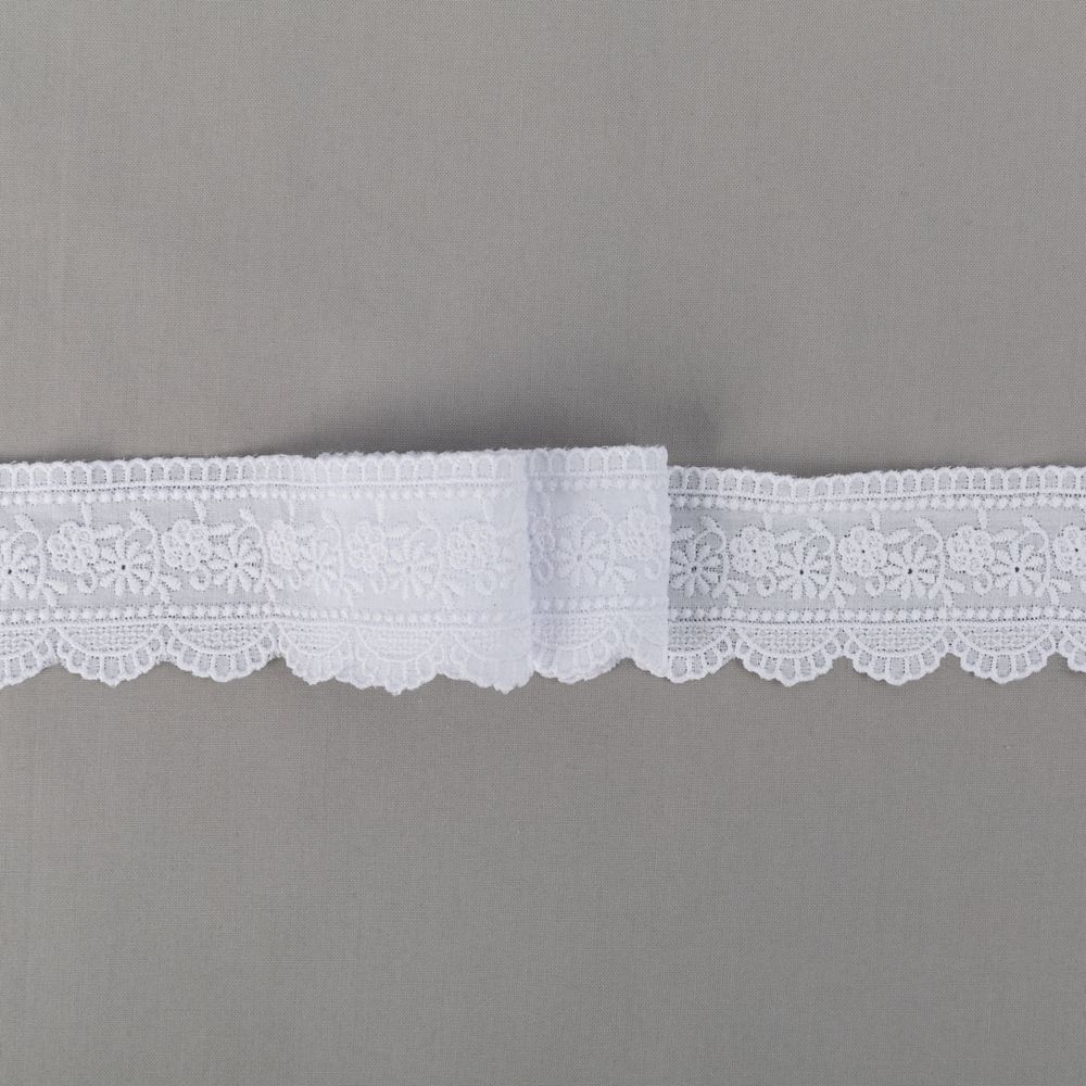 Кружево шитьё 48 мм / 9±0.2 метров, Турция, белый, Gamma GYEM-4800