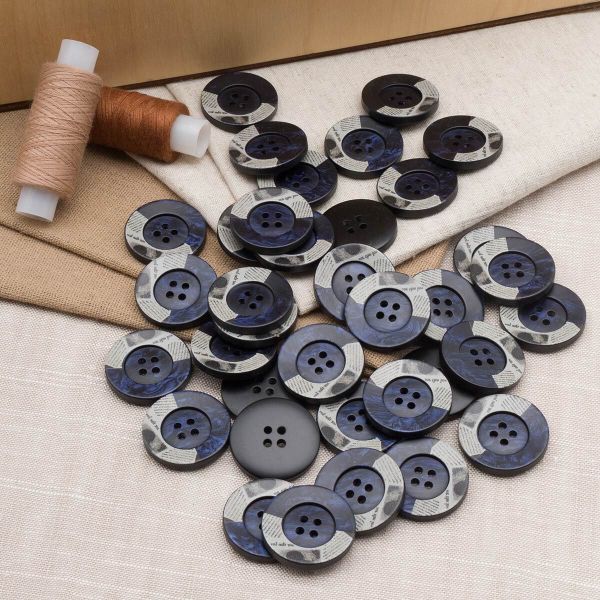 Пуговицы 4 прокола 44L=28 мм, пластик, col.D темно-синий, 36 шт, CN2818