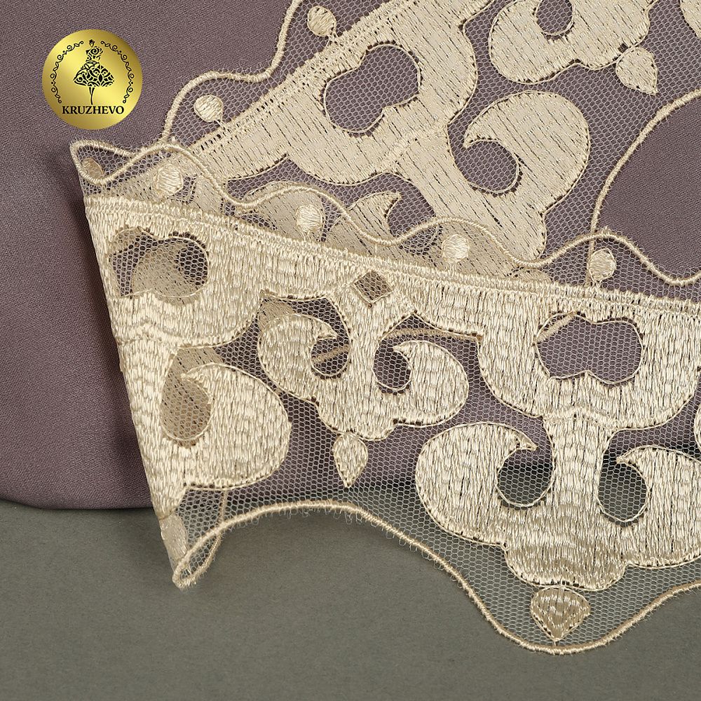 Кружево на сетке арт.TR.2113 70мм цв.бежевый уп.13м, Kruzhevo